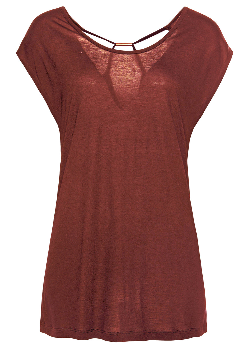 Cut-out back detail top - Burgundy