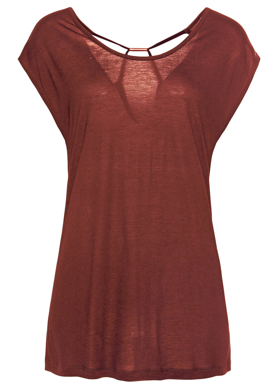 Cut-Out Back Detail Top - Burgundy