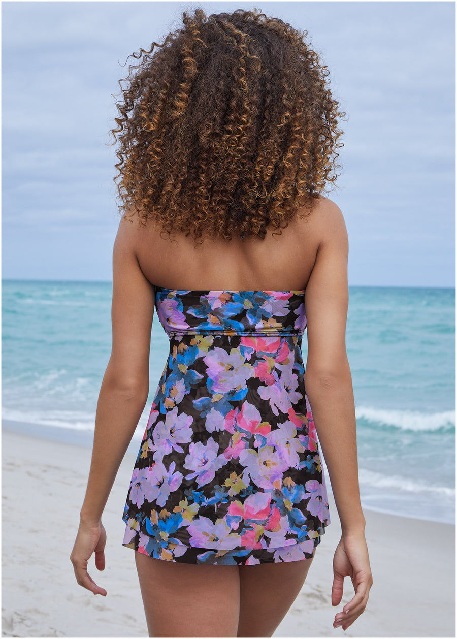 Haut tankini bandeau fluide - Evening Bloom