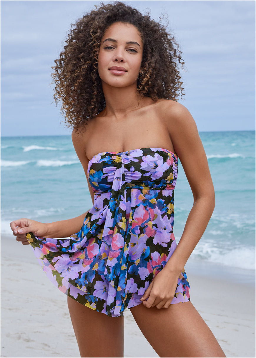 Haut tankini bandeau fluide - Evening Bloom