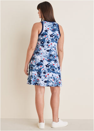 Printed Rayon Span Dress - Boardwalk Stars - thumbnail-6