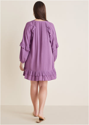 Ruffle Mini Dress - Purple - thumbnail-5