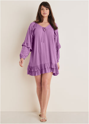 Ruffle Mini Dress - Purple - thumbnail-6