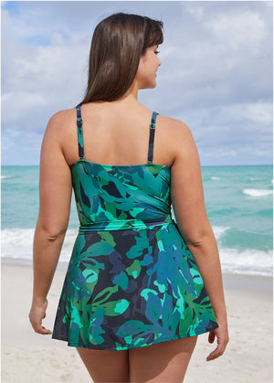 Wrap Swim Dress - Desert Floral Blue - thumbnail-5