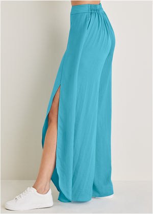 Tulip Hem Wide Leg Pants  - Blue - thumbnail-3