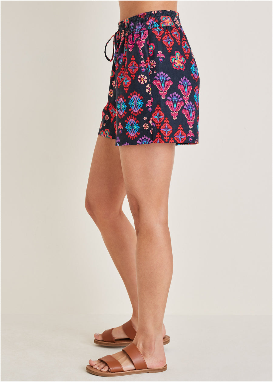 Cotton Linen Easy Shorts - Modern Folk Floral