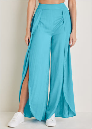 Tulip Hem Wide Leg Pants  - Blue - thumbnail-2