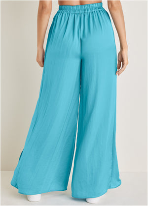 Tulip Hem Wide Leg Pants  - Blue - thumbnail-2