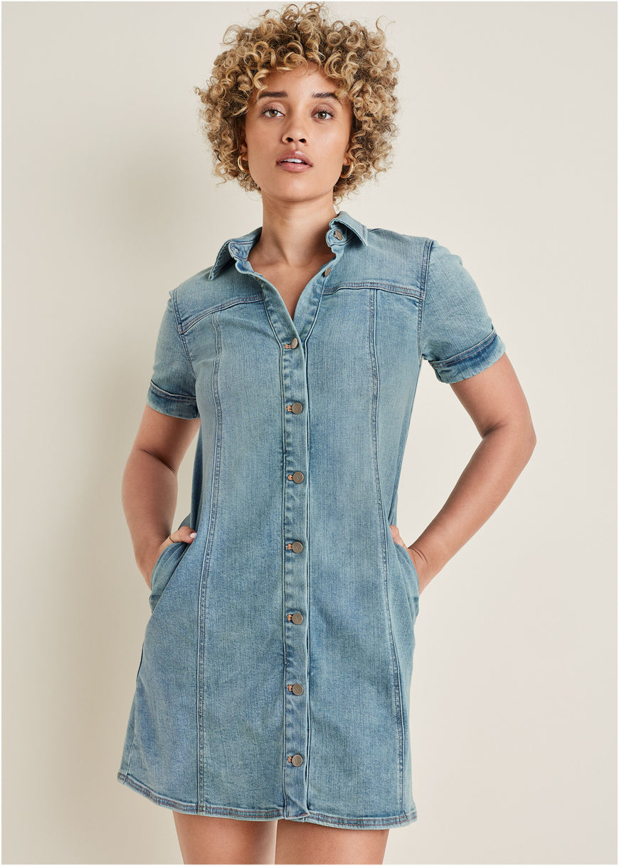 Denim mini dress - Light Wash