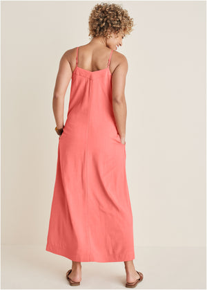 V-Neck maxi dress - Coral - thumbnail-2