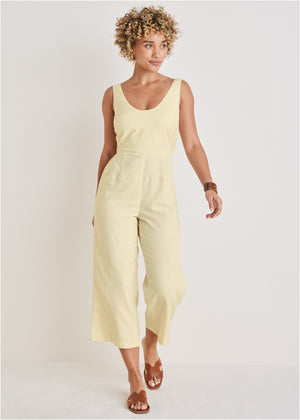 Linen Jumpsuit - Cream - thumbnail-1