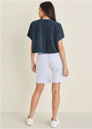 Brooke Denim Bermuda Shorts - White - thumbnail-2