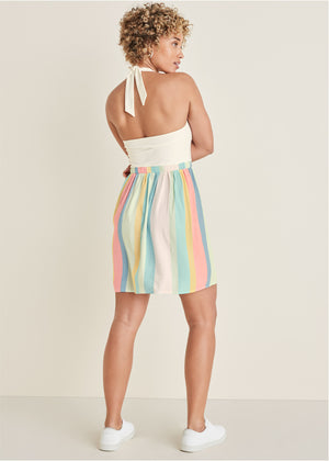 Stripe Halter Mini Dress - Boardwalk Stripe - thumbnail-2