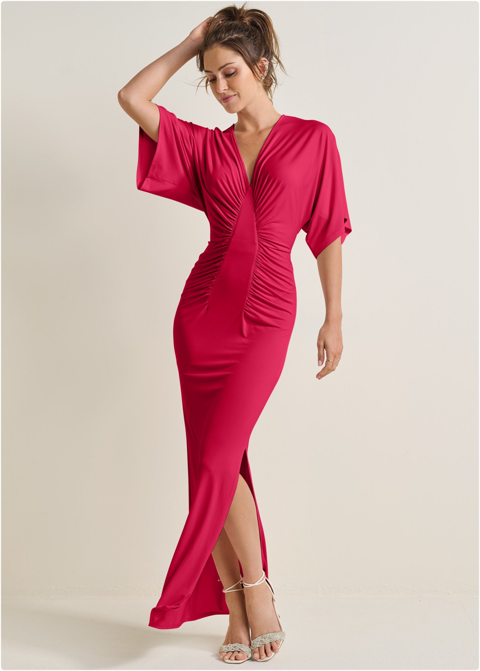 Drape Sleeve Maxi Dress - Barberry