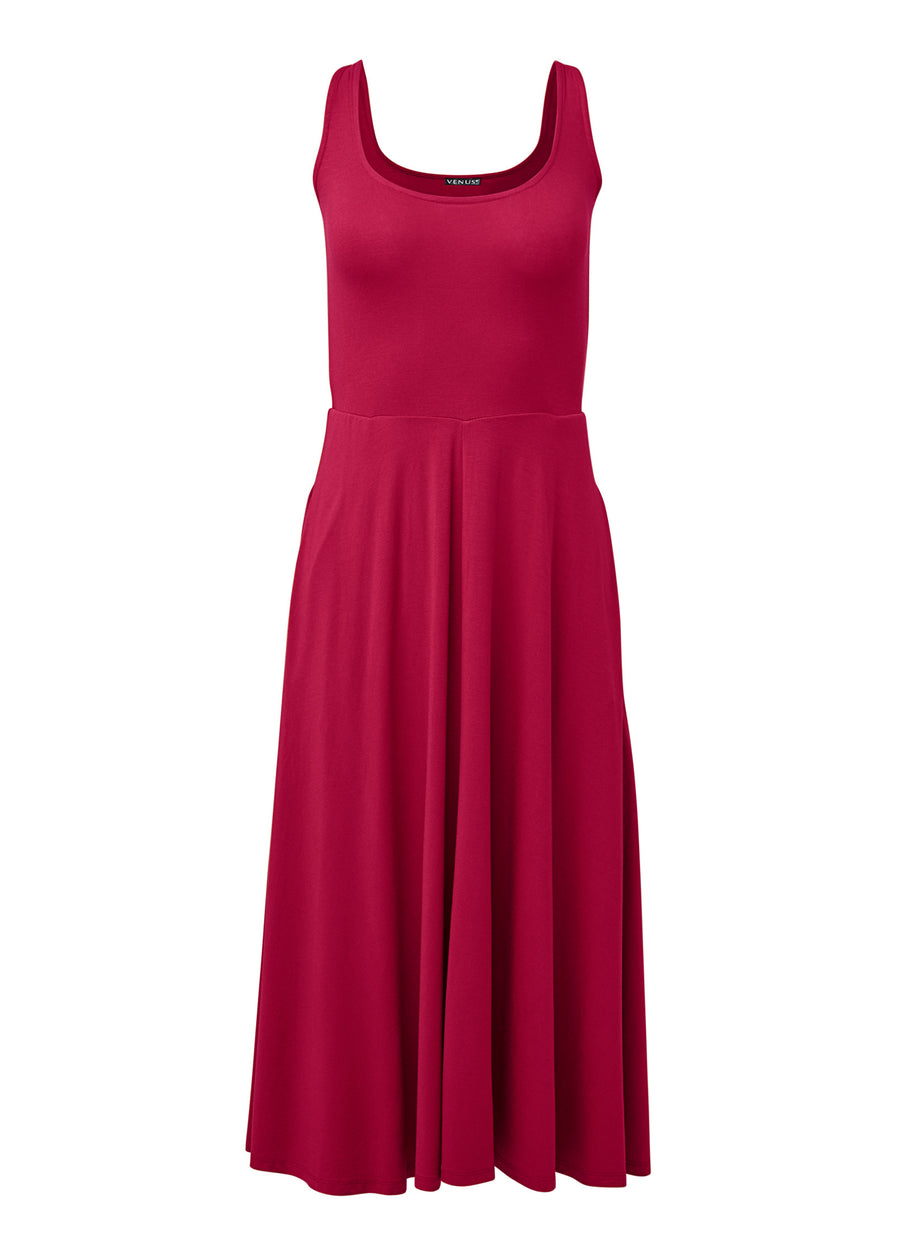 Robe midi avec poches - Rouge