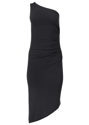 One Shoulder Dress - Black - thumbnail-4