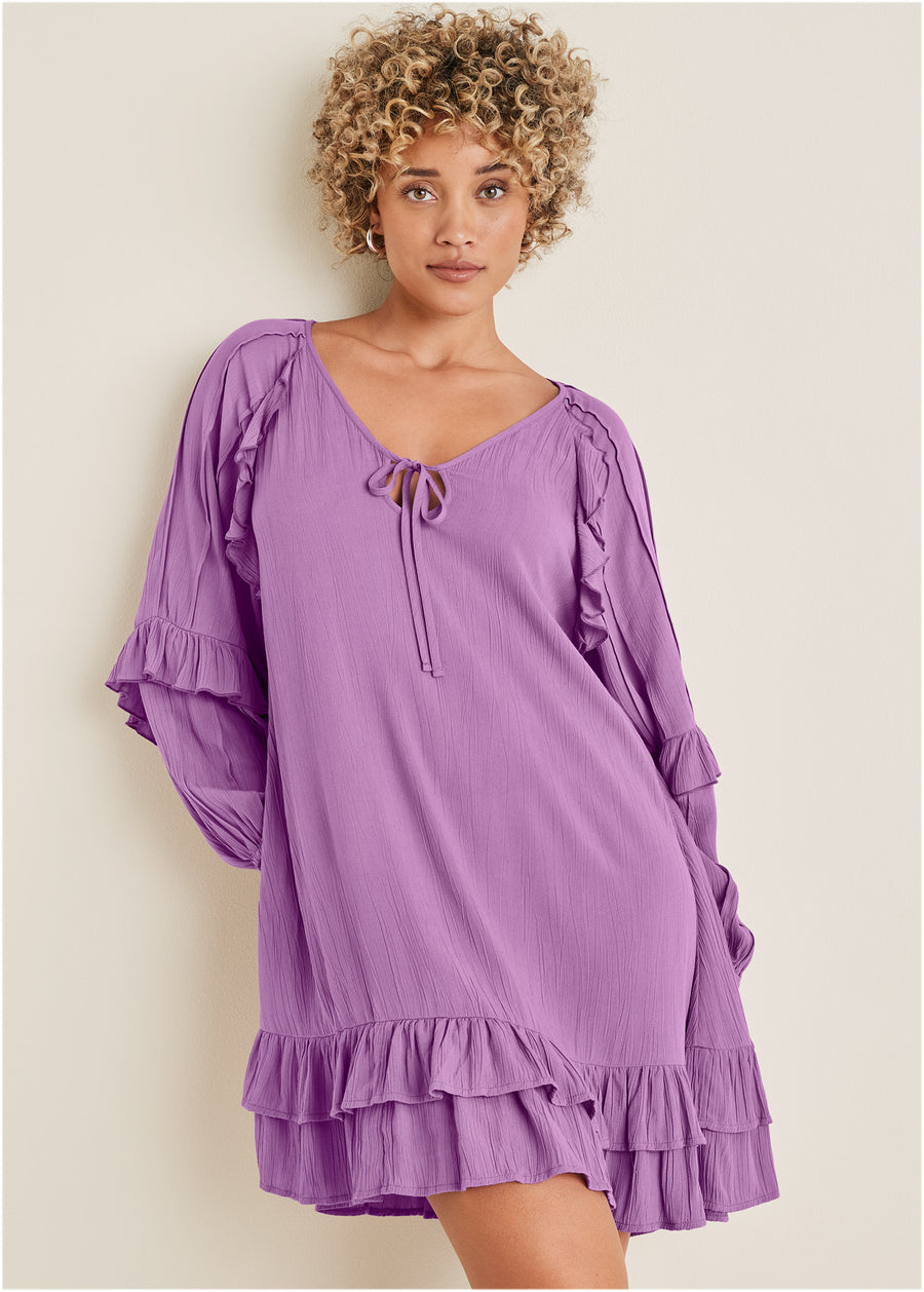 Mini-robe à volants - Violet