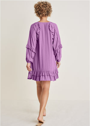 Ruffle Mini Dress - Purple - thumbnail-2