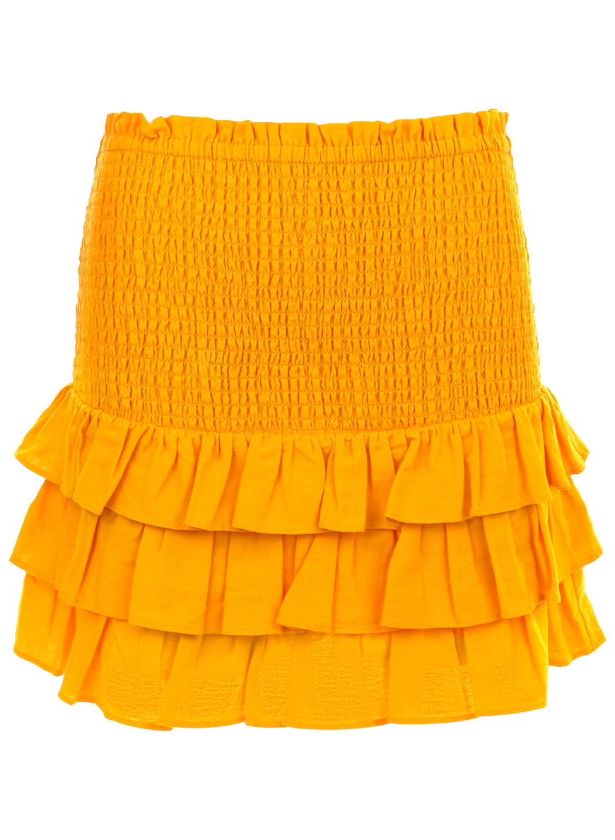 Smocked ruffle skirt  - Gold