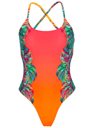 Tie Back One Piece - Tropical Sunset - thumbnail-4