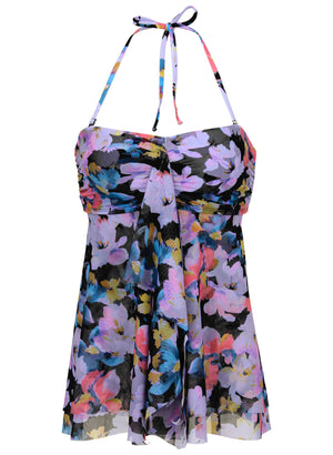 Haut tankini bandeau fluide - Evening Bloom - thumbnail-3