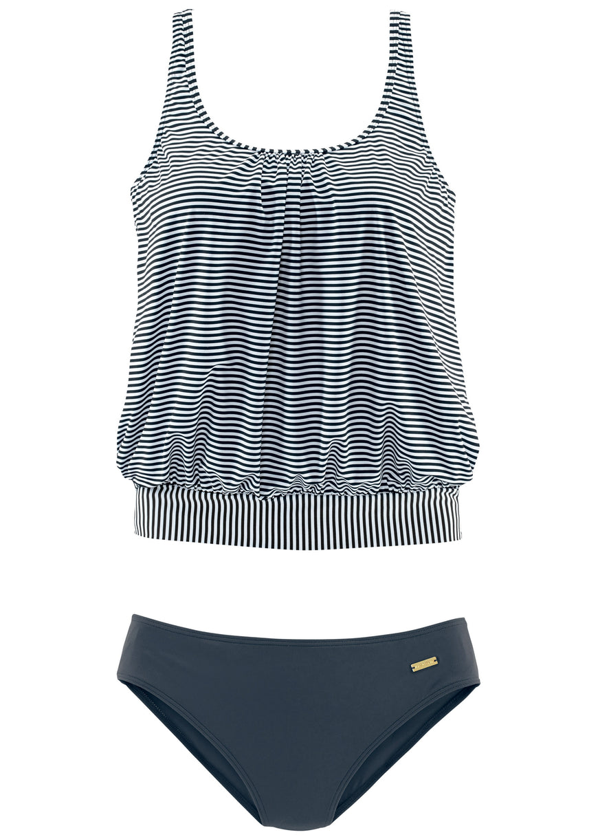 Ensemble tankini blouson - Rayure Marine