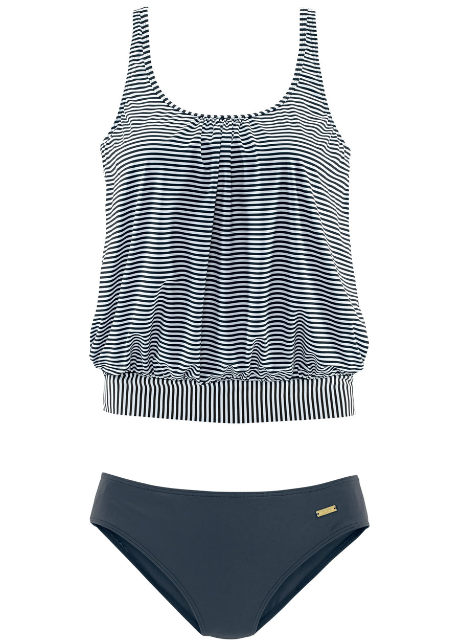 Blouson Tankini Set - Navy Stripe