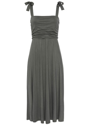 Tie strap midi dress - Olive - thumbnail-2