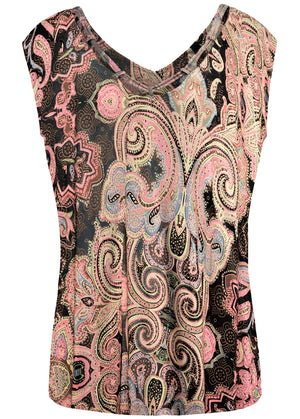 Scoop Cut-Out Top - Pink & Brown Multi - thumbnail-2