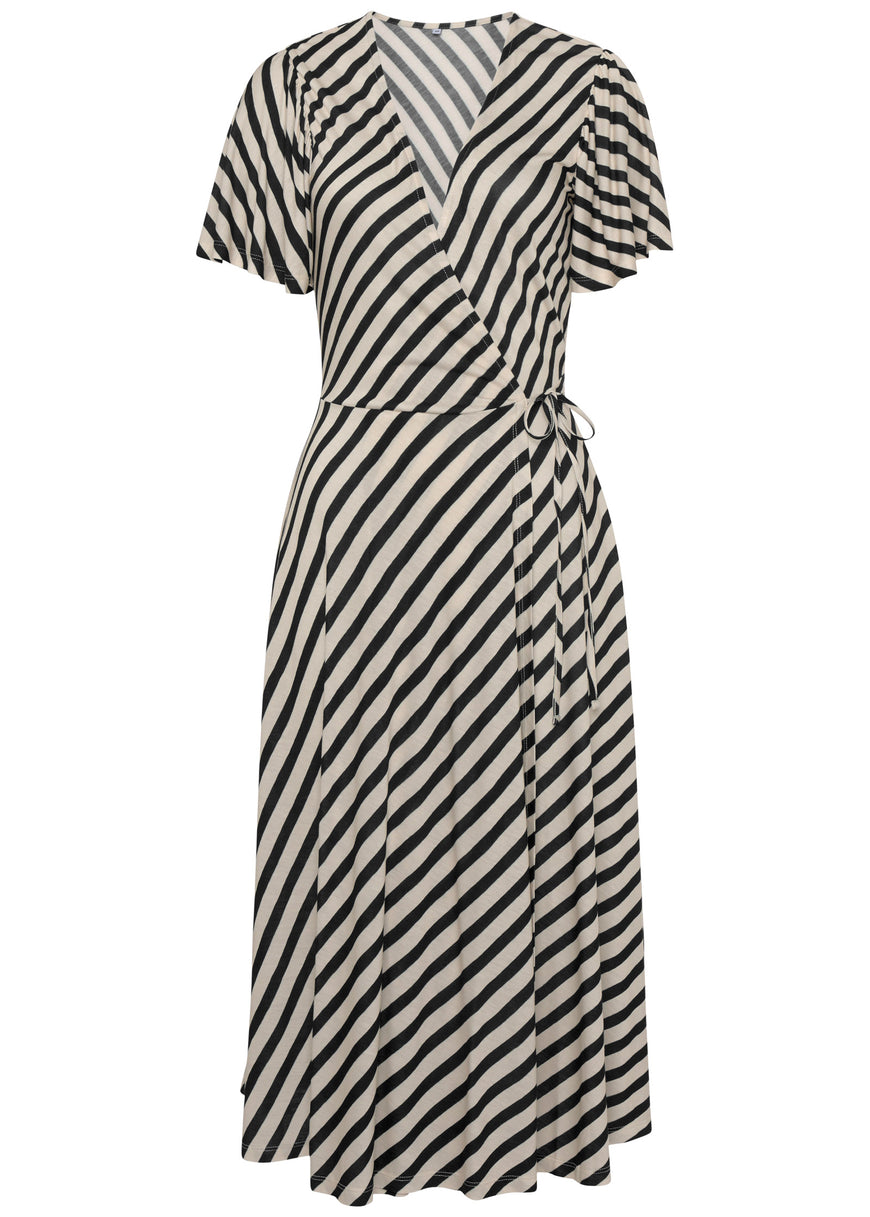 Faux wrap midi dress - Black & White