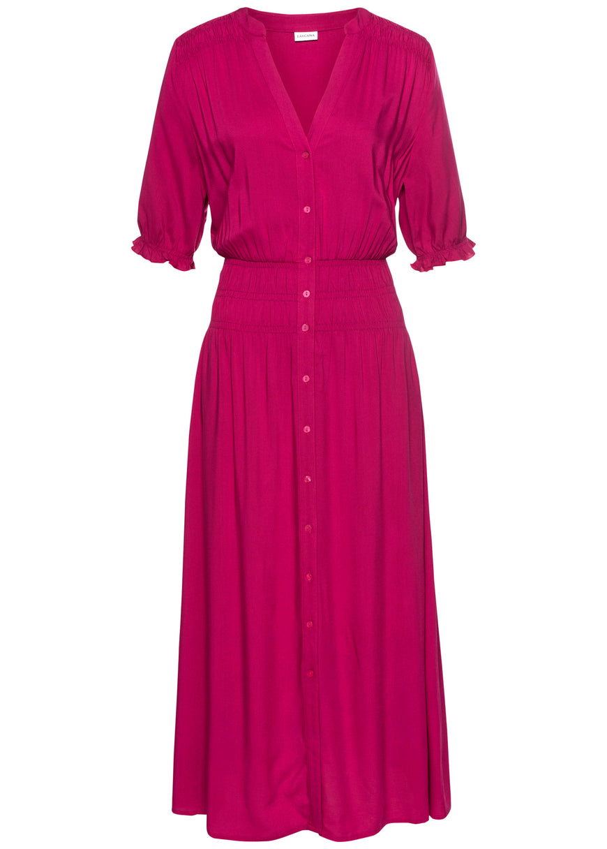 Robe longue boutonnée sur le devant - Rose