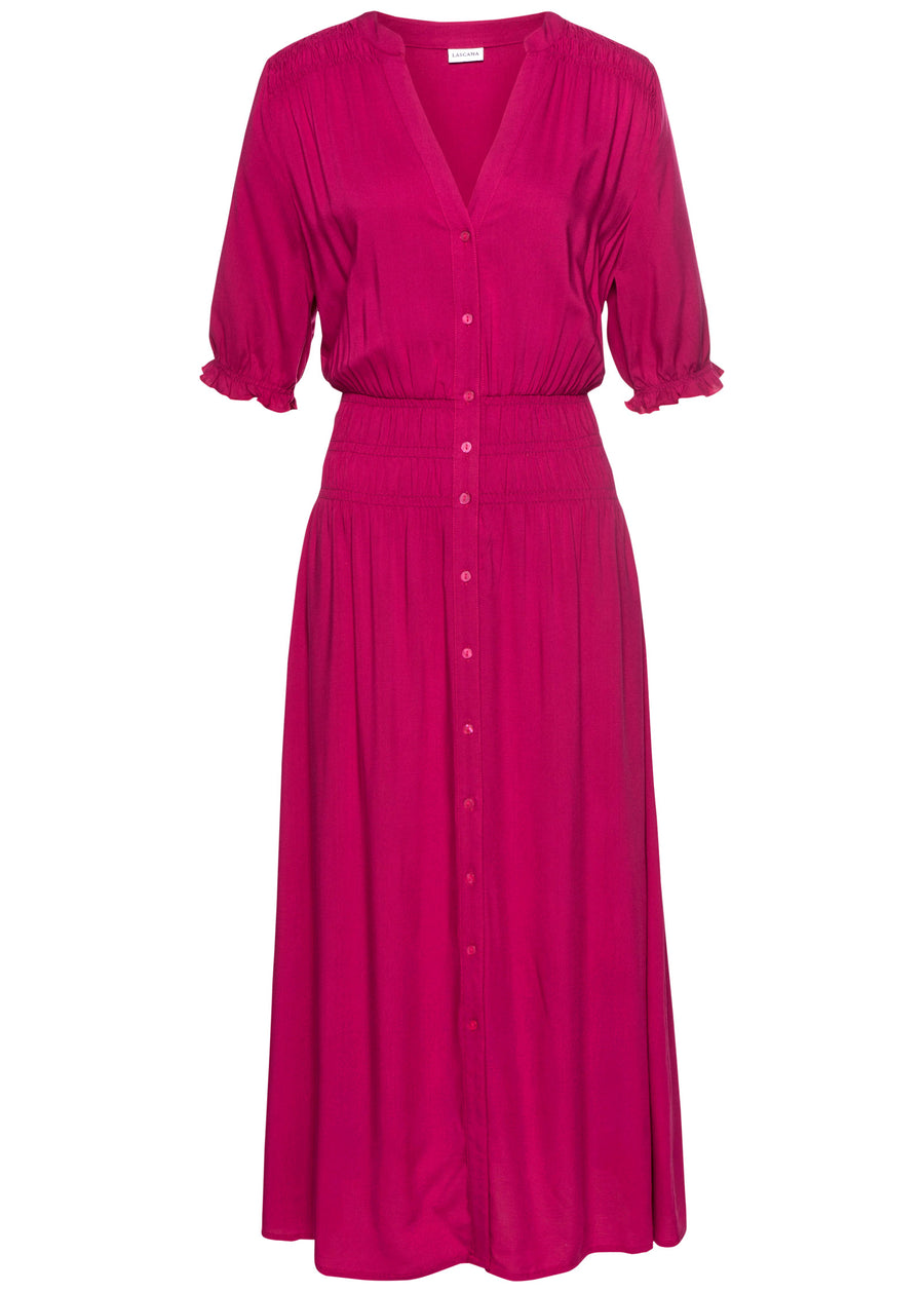 Button Front Maxi Dress - Pink