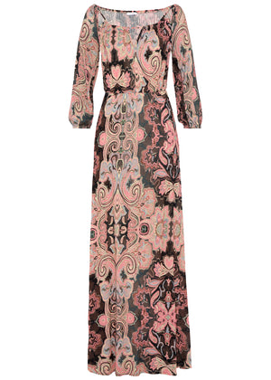 Robe longue à découpes Paisley - Pink &amp; Brown Multi - thumbnail-2