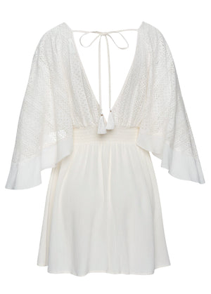 Crochet coverup dress - Cream - thumbnail-4