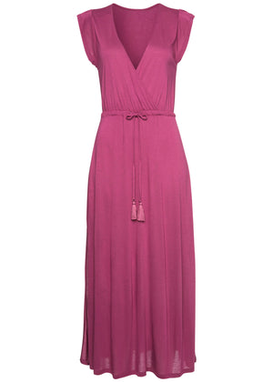 Tassel faux-wrap maxi dress - Mauve - thumbnail-2