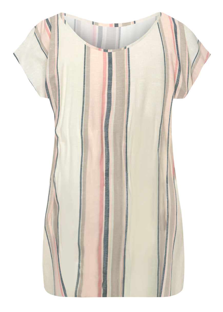 Boatneck striped top - White Multi