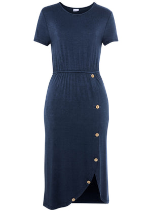 Button detail midi dress - Blue - thumbnail-2