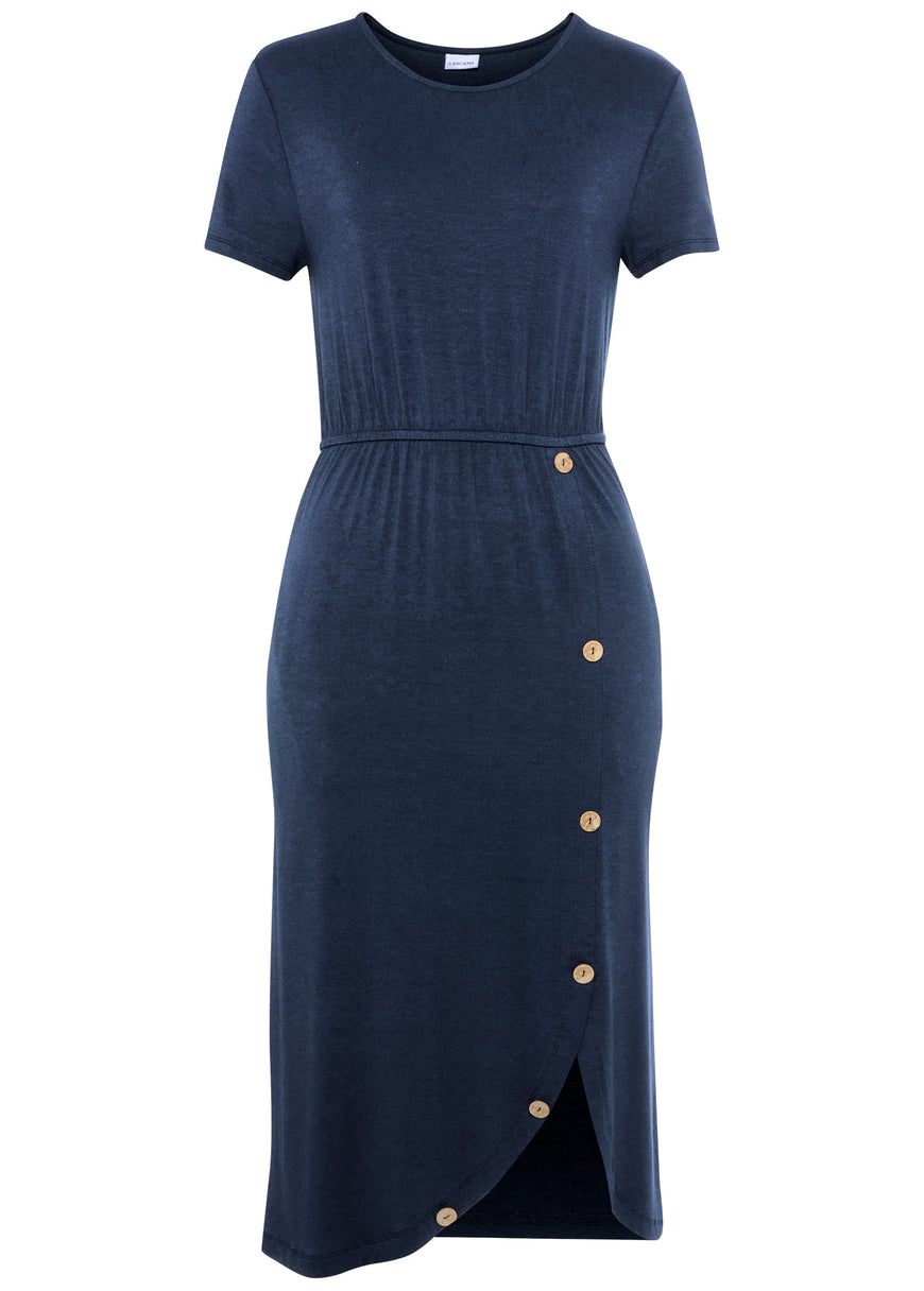 Button detail midi dress - Blue