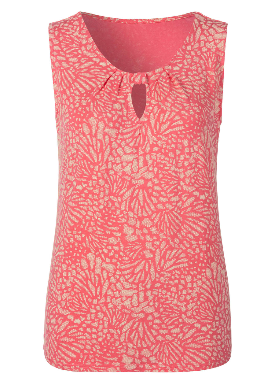 Printed Keyhole Tank - Pink & White