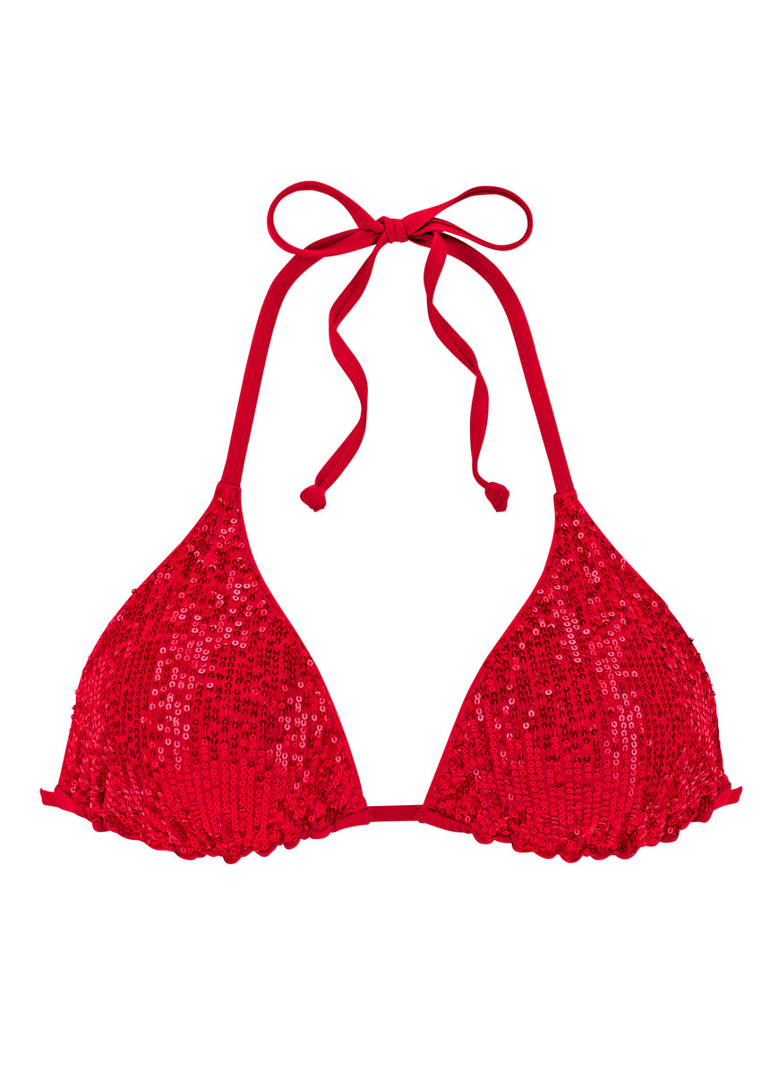 Haut triangle à sequins - Rouge