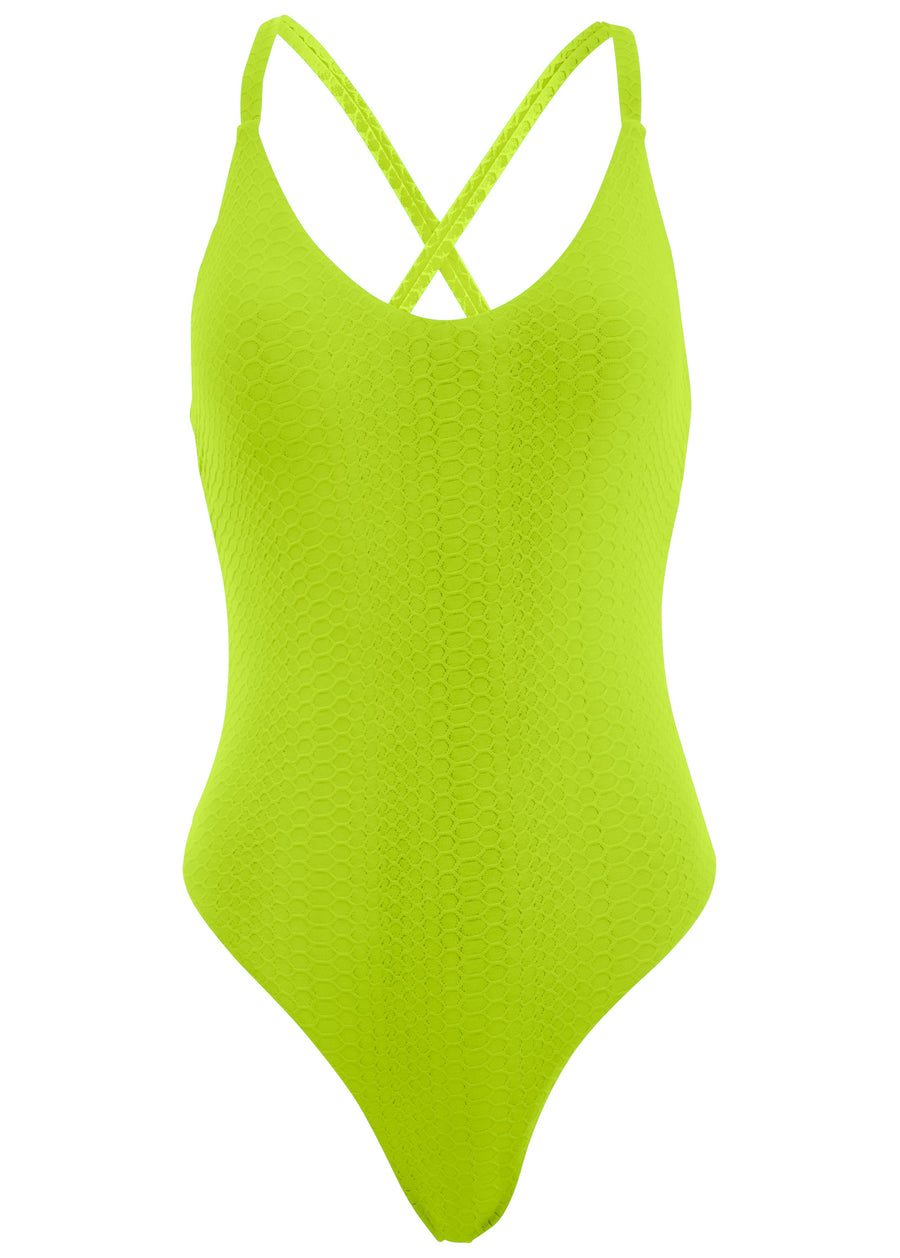 High-leg one-piece - Lime