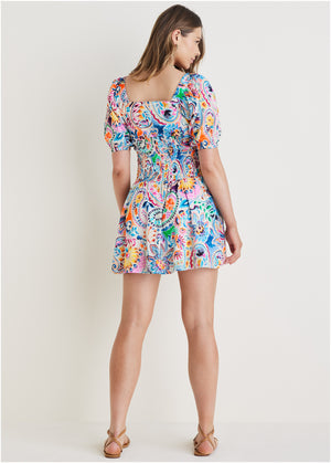 Cotton Voile Mini Dress - Fiesta Floral - thumbnail-2