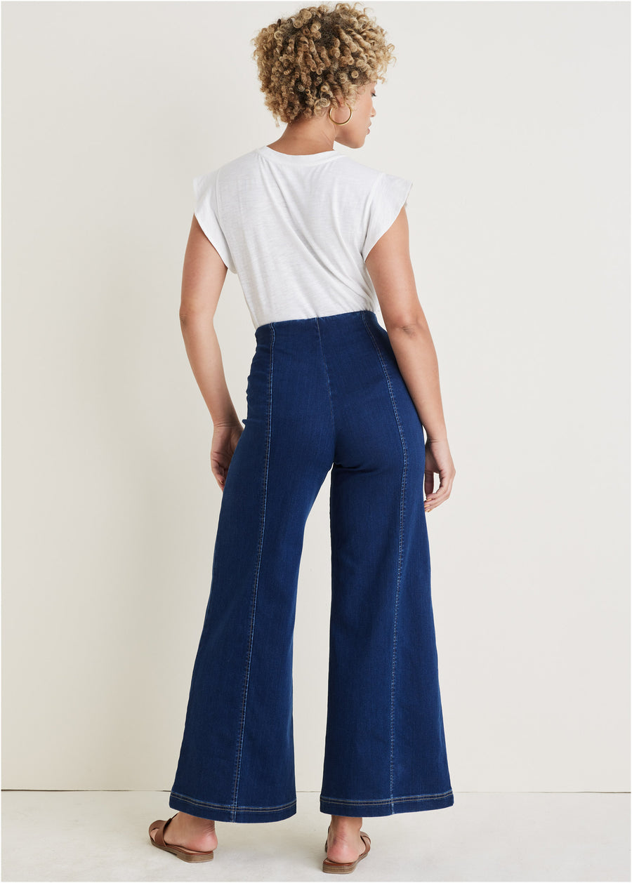 Pull on wide leg jeans  - Dark Wash