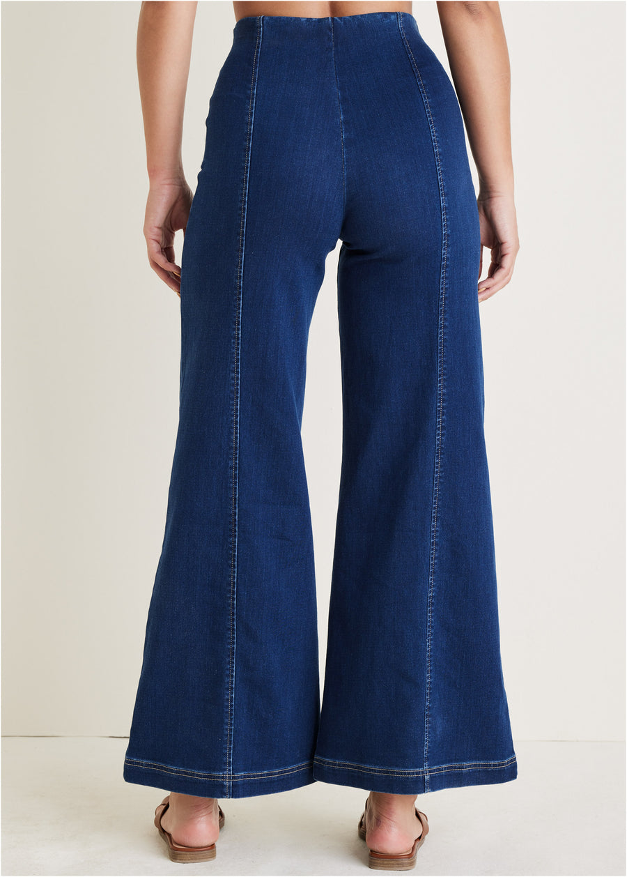 Pull On Wide Leg Jeans  - Dark Wash