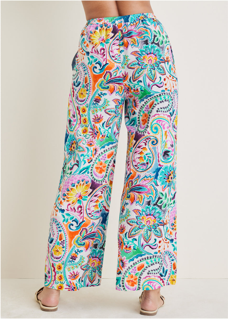 Pantalon large en lin et coton - Fiesta Floral