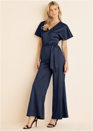 Flutter Sleeve Jumpsuit - Navy - thumbnail-5