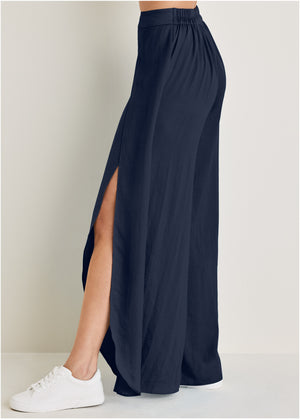 Tulip hem wide leg pants  - Navy - thumbnail-3