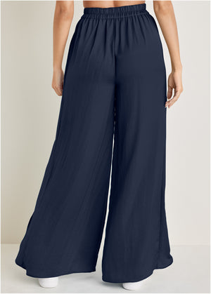 Tulip hem wide leg pants  - Navy - thumbnail-2