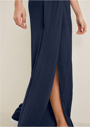 Tulip hem wide leg pants  - Navy - thumbnail-4