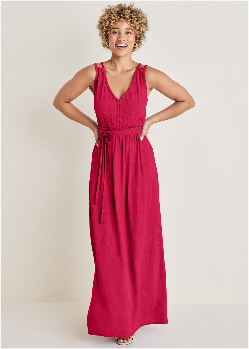 Braided detail maxi dress - Barberry